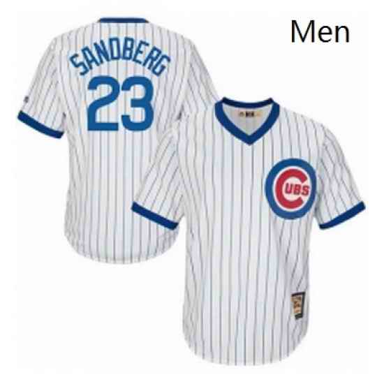 Mens Majestic Chicago Cubs 23 Ryne Sandberg Authentic White Home Cooperstown MLB Jersey